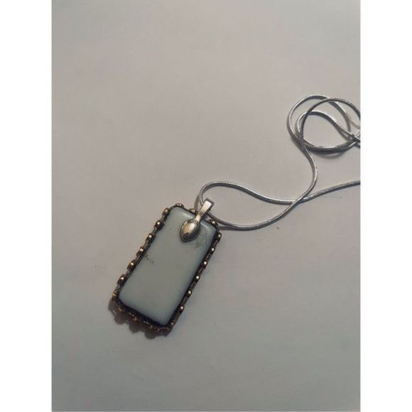 Vintage BROWN PHRASE EMBROIDERED NECKLACE - Picture 3 of 7